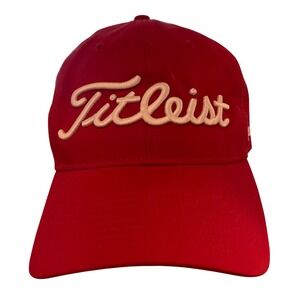 Titleist x Footjoy Golf Hat Size Red Stretch Fit Cap Pro V1 Tour Baseball